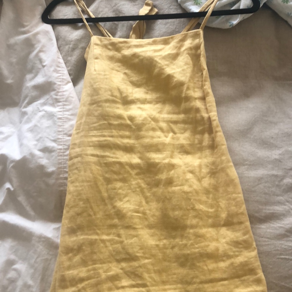 Yellow linen mini dress size medium
